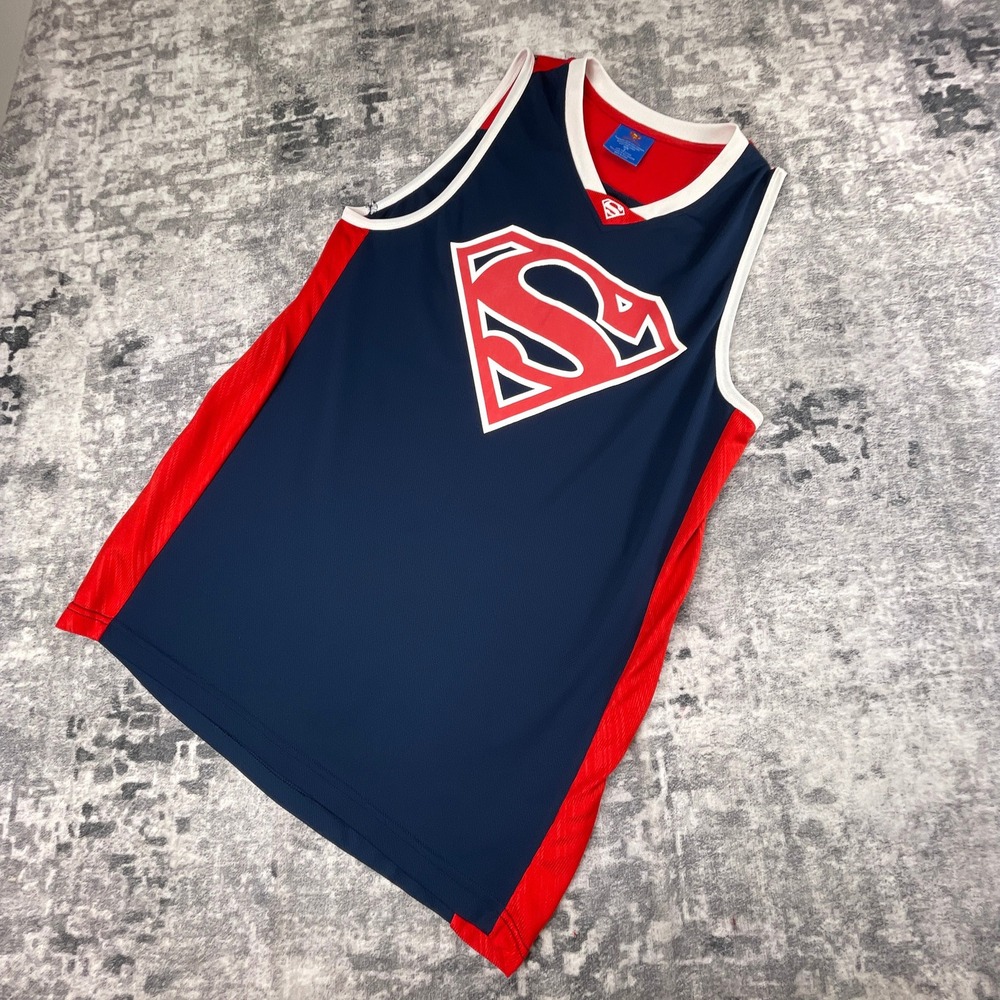 Superman DC Comics Small Basketball Tank Top Colorblock Blue Red Jersey